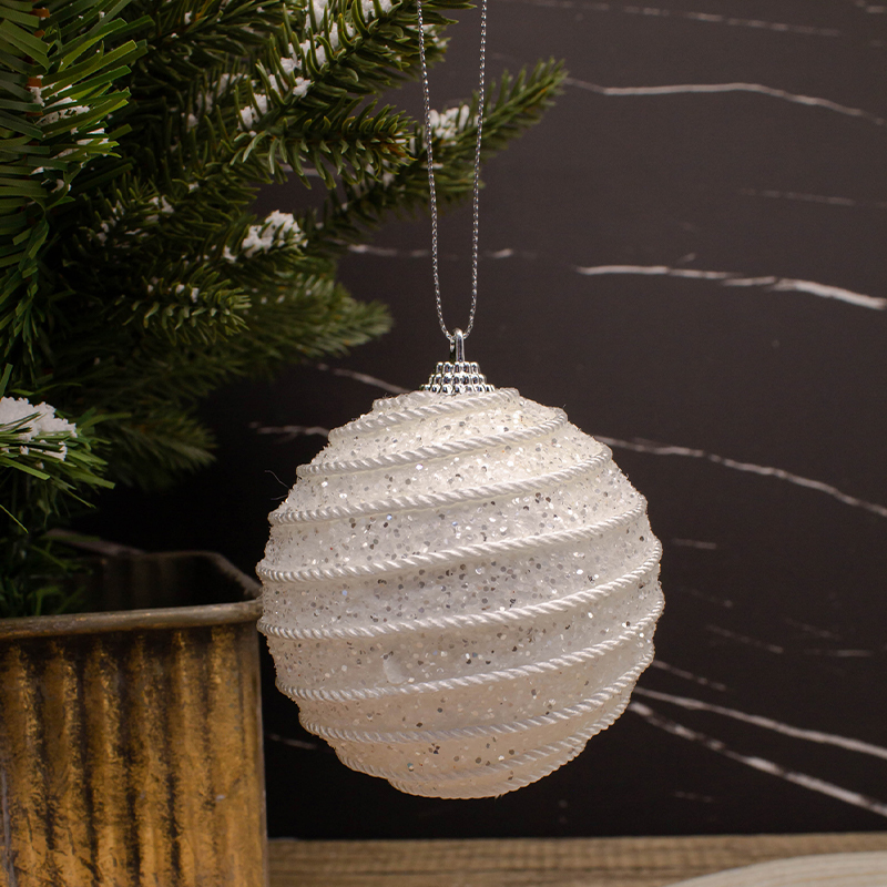 export cistmas decorations white rope ball white elegant style handmade cistmas ball 8cm pendant