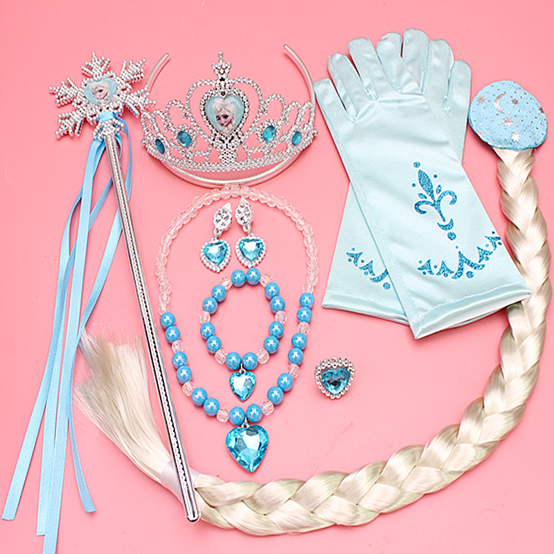 冰雪奇緣兒童發飾套裝愛莎公主女童皇冠魔法棒項鏈手鏈公主頭飾品