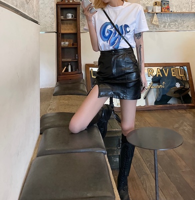 NOSE自制高腰性感开叉包臀裙子显瘦遮胯半身裙女夏季皮裙黑色短裙-淘宝网 NOSE自制高腰性感开叉包臀裙子显瘦遮胯半身裙女夏季皮裙黑色短裙-淘宝网