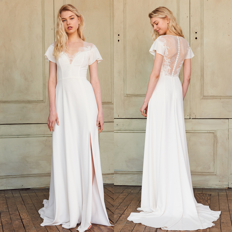 le nouveau mot d'épaule de la feuille de lotus manches en satin doux élégant sexy mariée robe de mariage en plein air de la pelouse de mariage mori ministère de la brigade de battre voile le nouveau mot d'épaule de la feuille de lotus manches en satin doux élégant sexy mariée robe de mariage en plein air de la pelouse de mariage mori ministère de la brigade de battre voile