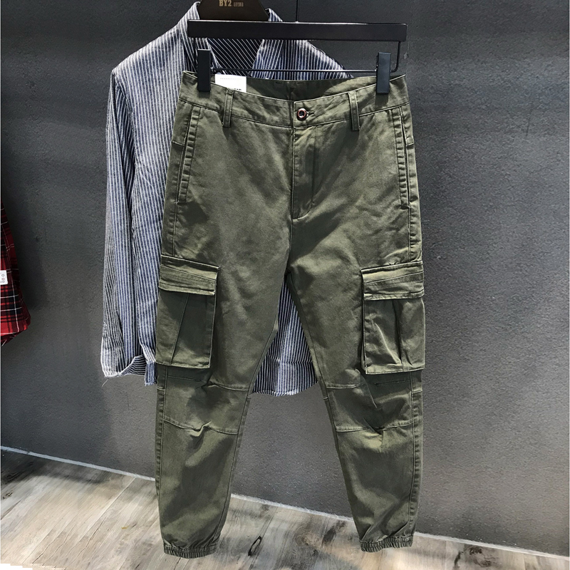 le genou de l'épissage de l'armée verte multi-poche salopettes hommes occasionnels pantalon de grands jardins harnais de pied tendance à petits pieds sarouel enfant le genou de l'épissage de l'armée verte multi-poche salopettes hommes occasionnels pantalon de grands jardins harnais de pied tendance à petits pieds sarouel enfant