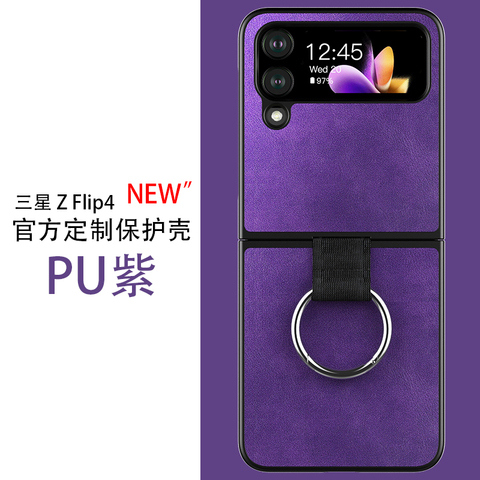Galaxy ZFlip 4 — Z Flip4 Wallets Folio Flip Genuine Leather ZGalaxy Z Flip4 Ring Finger Holder Kickstand Samsung Phone Case