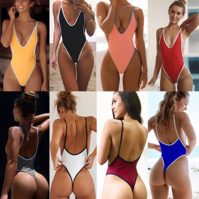 2018新款性感露背多色纯色深V双肩带有胸垫丁字裤连体游泳衣拍照-淘宝网 2018新款性感露背多色纯色深V双肩带有胸垫丁字裤连体游泳衣拍照-淘宝网