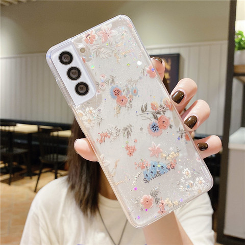 Girls Flower Pattern Silicone TPU S23, S23 Plus, S23 Ultra, S22, S22 Plus, S22 Ultra, S21, S21 Plus, S21 Ultra, Note 20, Note