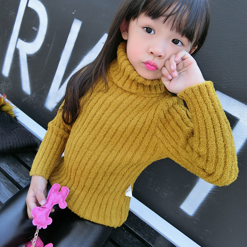 女童高領毛衣加厚秋鼕季新款韓版兒童打底衫套頭寶寶針織衫毛線衣