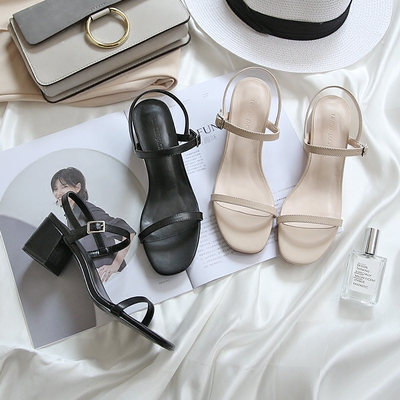 晚晚同款网红凉鞋2018年新款韩版一字扣带凉鞋粗跟露趾中跟仙女鞋-淘宝网 晚晚同款网红凉鞋2018年新款韩版一字扣带凉鞋粗跟露趾中跟仙女鞋-淘宝网