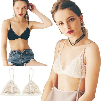 bralette超薄蕾丝三角杯法式文胸无钢圈薄款大胸显小舒适睡眠内衣-淘宝网