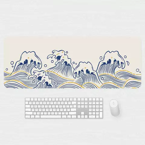 Great Wave Chinese Wave Illustration Desktop Mousepad