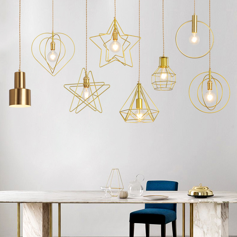 Nordic Chandelier Creative Personality Internet Celebrity Five-Pointed Star Restaurant Modern Minimalist Bar Aisle Hallway Light Luxury Golden Light