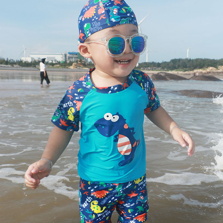 兒童泳衣男童韓國寶寶男孩小中大童恐龍分體速干防曬泳衣溫泉泳褲