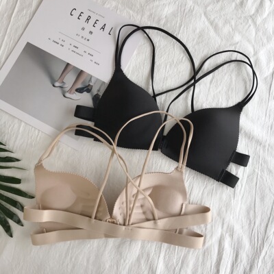 交叉肩带聚拢文胸无痕纯色前搭扣抹胸裹胸少女内衣美背吊带背心夏-淘宝网