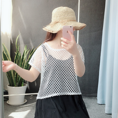 夏季女装泳衣比基尼网格沙滩运动渔网镂空罩衫网眼大衫防晒蕾丝衫-淘宝网