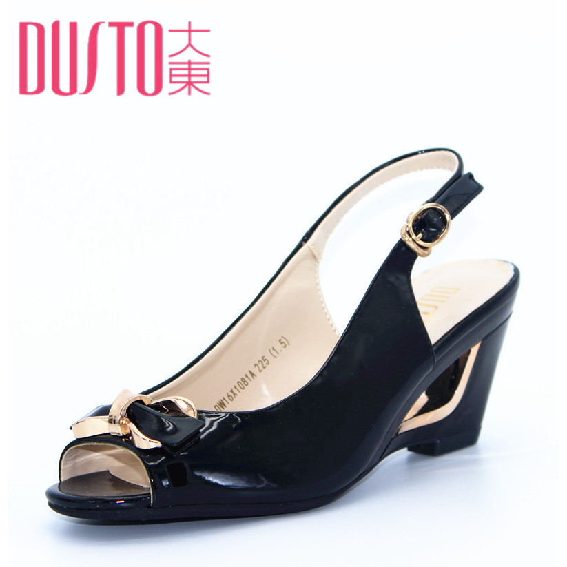 DUSTO/大東夏新款韓版時尚高跟魚嘴金屬鏤空跟女鞋涼鞋DW16X1081A