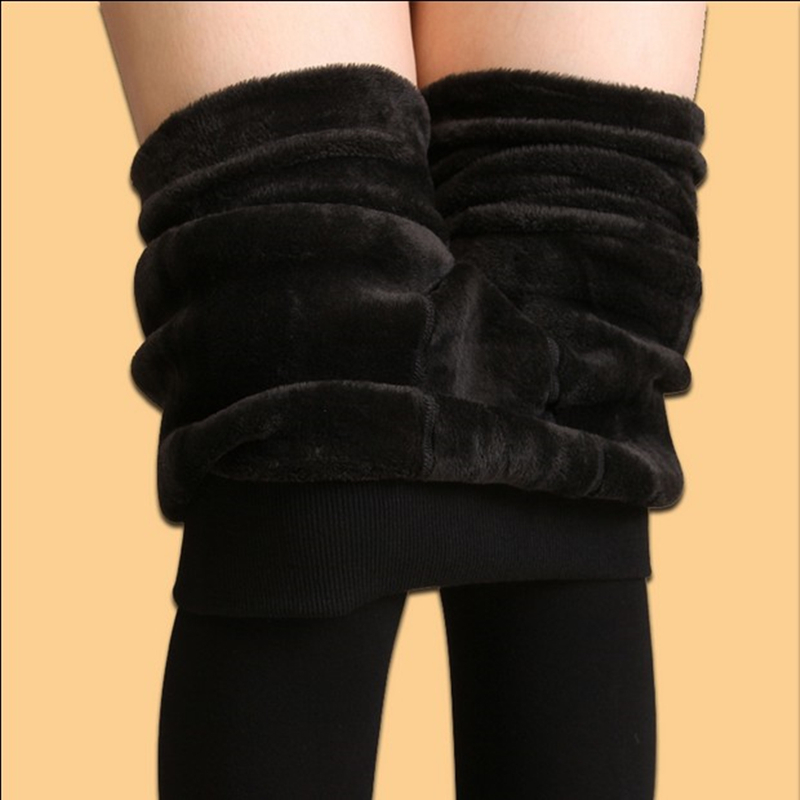 外穿打底褲女2017新款鼕季加絨加厚黑色高腰顯瘦大碼踩腳保暖褲子