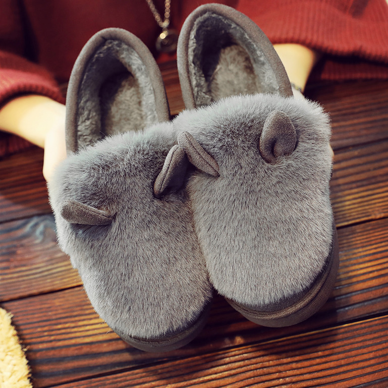 棉拖鞋女秋鼕季新款家居可愛厚底保暖室內包跟韓版月子鞋毛毛拖鞋