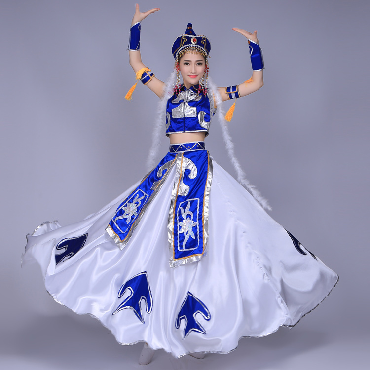 新款蒙古族服裝少數民族女裝蒙古舞蹈演出服舞臺表演服大擺裙