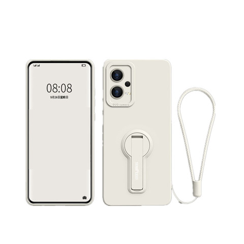White — Matte Silicone Kickstand With Wrist Lanyard Strap Note 12, Note 12 Pro, Note 12 Pro+ Phone Case