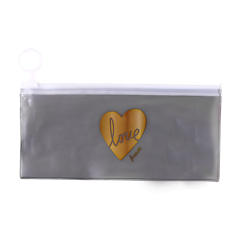 Creative Plastic Transparent Ring Zipped Pencil Bag Fresh Frosted Office Supplies Storage Bag Elementary Students' Pencil Bag