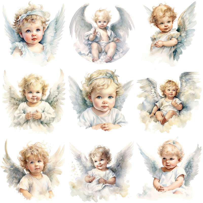 Junkjournal Vintage Journal Stickers Decorative Hand Ledger Sticker Angel Baby