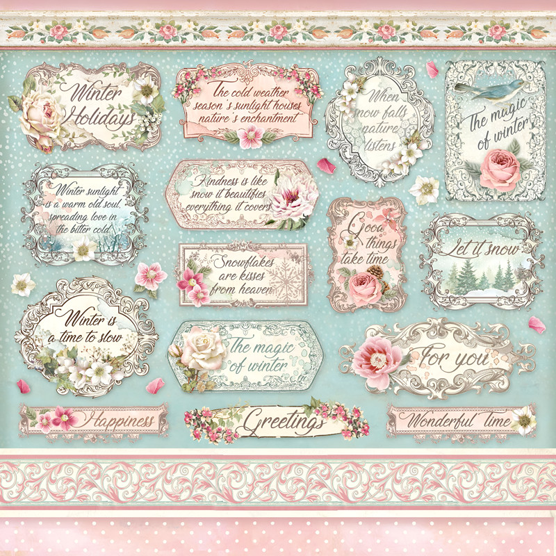 Junkjournal Vintage Journal Stickers Decoration Hand Ledger Sticker Sweet Winter