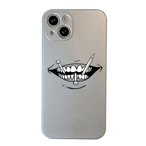 Silver — Souichi Tsujii Anime Nails In Teeth Silicone TPU 15, 14, 13, 12, 11 iPhone Case