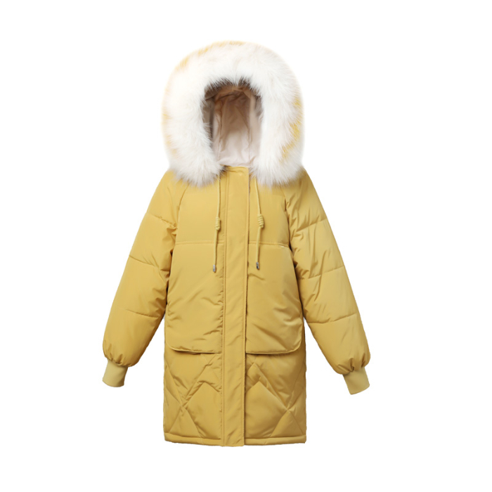 Down padded jacket 2020 new large fur collar Korean loose mid-length padded jacket women's thick bread student jacket