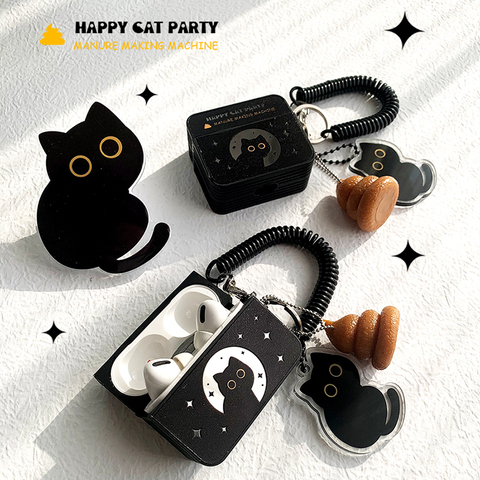 HAPPY Cat Protective Carry Airpods 1, Airdpods 2, Airpods 3, Airpods Pro AirPods Case
