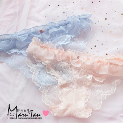 胖次狂魔日本原D夏天内裤女透气透明全透火辣可爱粉嫩少女花边-淘宝网