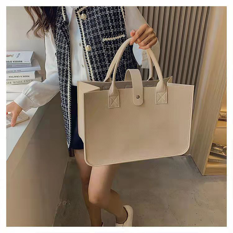 New Handbag Women's Handbag Shopping Bag Large Capacity Open Fashion Felt Hand Bag Shopping Bag Customization