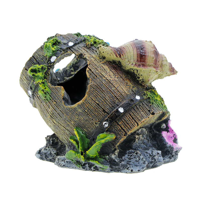 Fish Tank Scenery Decoration Escape Cave Aquarium Decoration Small Fish Hiding House Hollow Simulation Wine Barrel Free Shipping