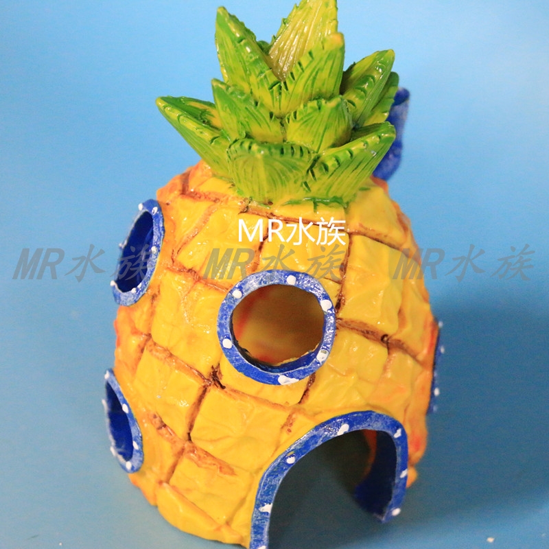 Resin Pineapple House/SpongeBob's Home/Aquarium Fish Tank Landscape Cartoon Ornaments Fish and Shrimp Escape Decoration