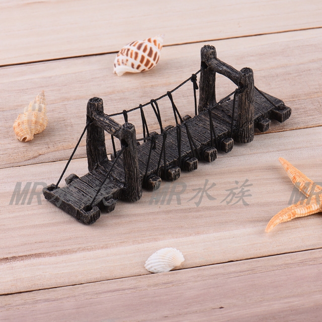 Fish Tank Scenery Decoration Hanging Bridge Garden Landscape Landscaping Decoration Aquarium Fish Shrimp Resin Bridge Turtle Climbing Platform Rope Bridge