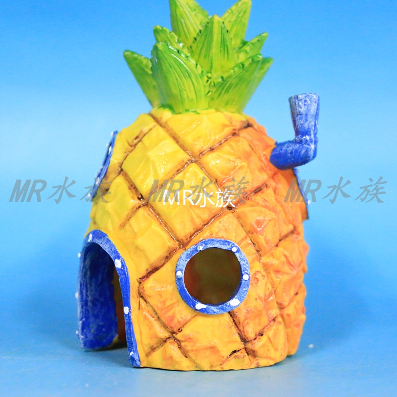 Resin Pineapple House/SpongeBob's Home/Aquarium Fish Tank Landscape Cartoon Ornaments Fish and Shrimp Escape Decoration