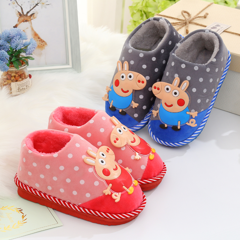 兒童棉拖鞋秋鼕季男童女童寶寶可愛防滑保暖包跟室內親子居家拖鞋