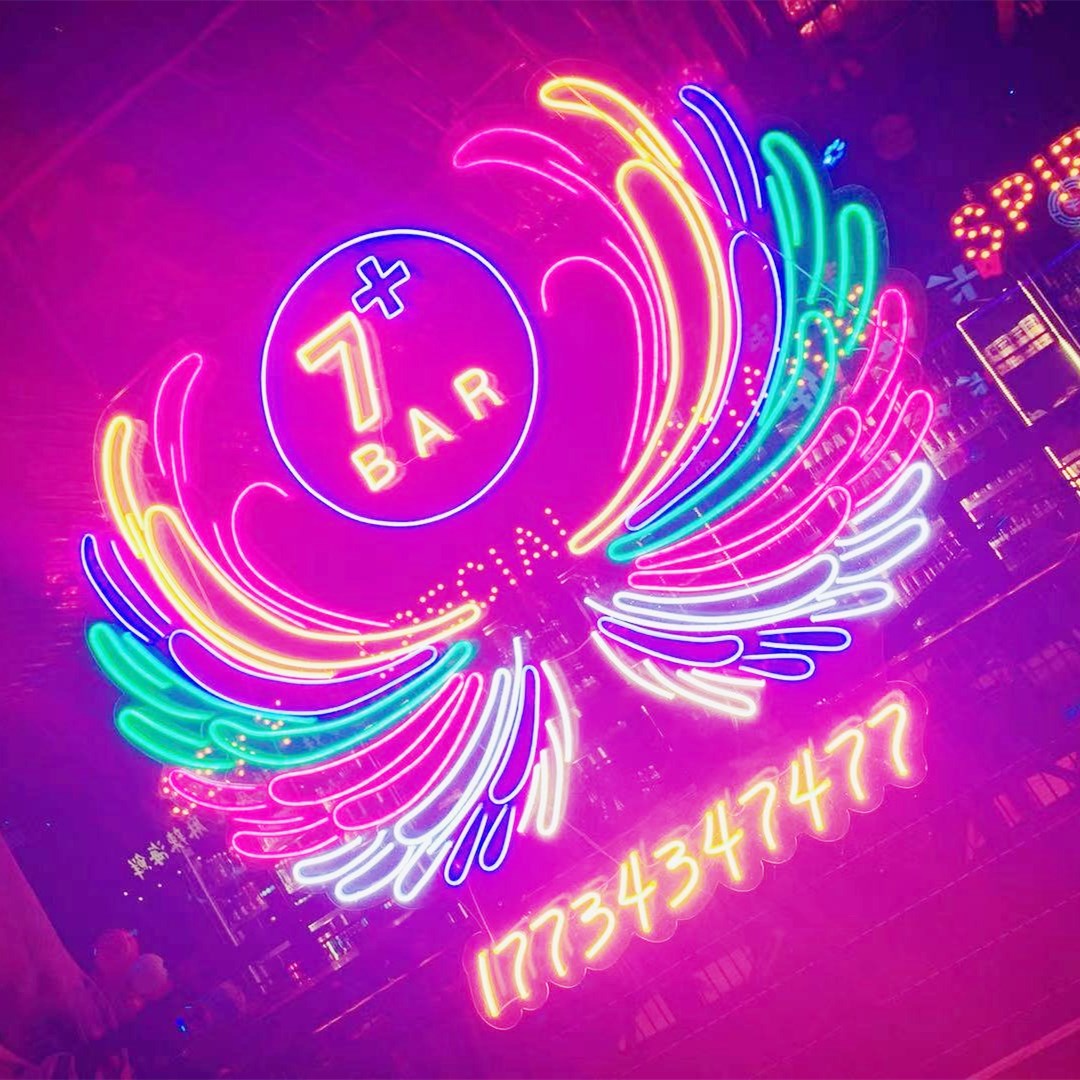 Bar Barbecue Shop Luminous Angel Wings Neon Light Customized Advertising Word Door Signboard Modeling Light with Net Red