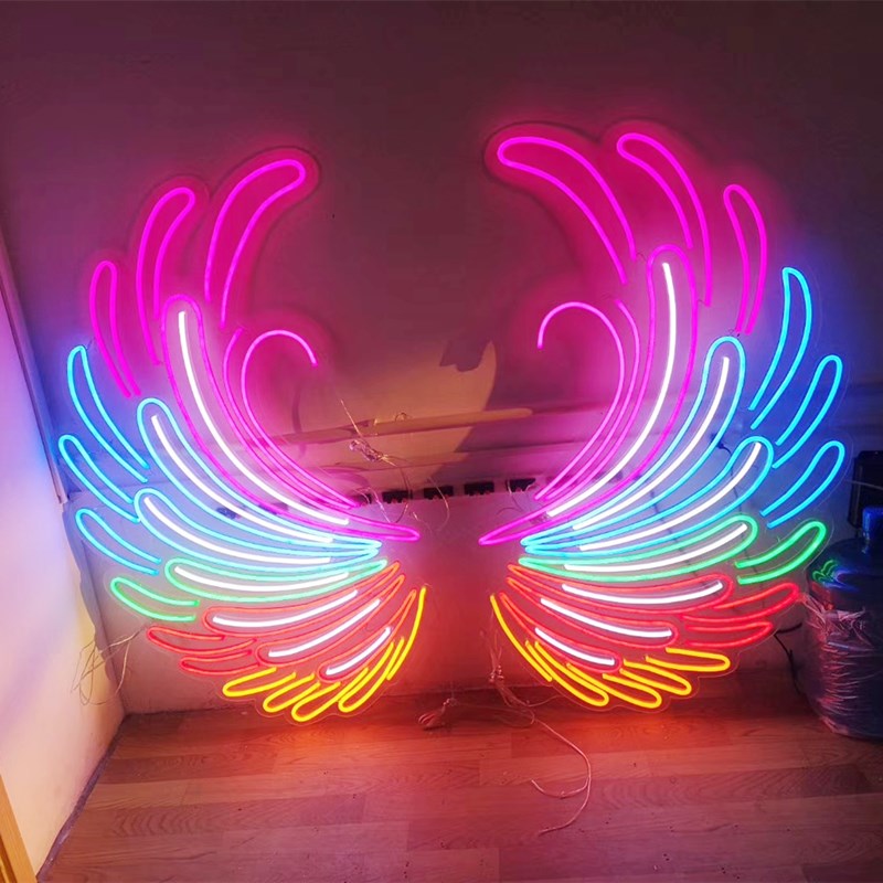 Bar Barbecue Shop Luminous Angel Wings Neon Light Customized Advertising Word Door Signboard Modeling Light with Net Red