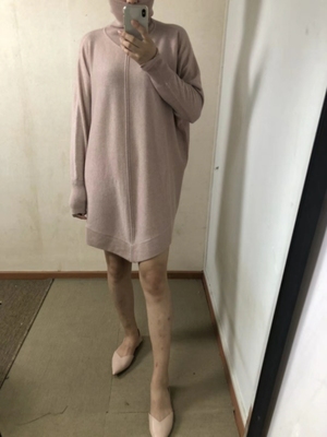 2018秋冬新款 欧美纯原 高领纯羊绒宽松休闲百搭连衣裙