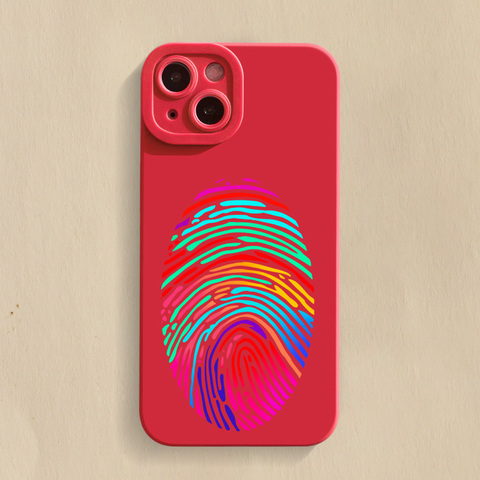 Red — Rainbow Fingerprint Illustration New Silicone TPU 15, 14, 13, 12 iPhone Case