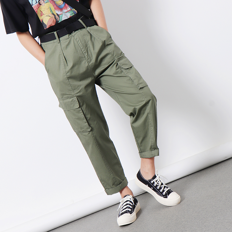 version coréenne de lâche pantalon cargo femme 2019 printemps-été new-styles, multi-poche de pantalon élastique à la taille était mince sauvage de loisirs navet pantalon marée version coréenne de lâche pantalon cargo femme 2019 printemps-été new-styles, multi-poche de pantalon élastique à la taille était mince sauvage de loisirs navet pantalon marée