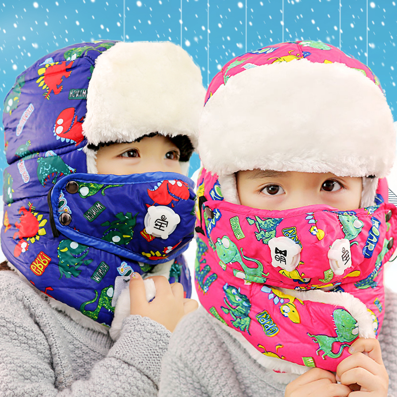 雷鋒帽兒童鼕帽 鼕季騎車防風保暖 男童女童小孩擋風防寒棉帽子