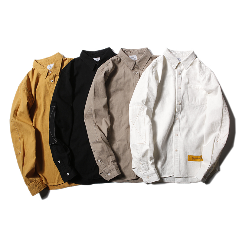 lourd de coton lavé american street style décontracté, chemise de la jeunesse japonaise lâche carré de col de chemise à manches longues veste lourd de coton lavé american street style décontracté, chemise de la jeunesse japonaise lâche carré de col de chemise à manches longues veste