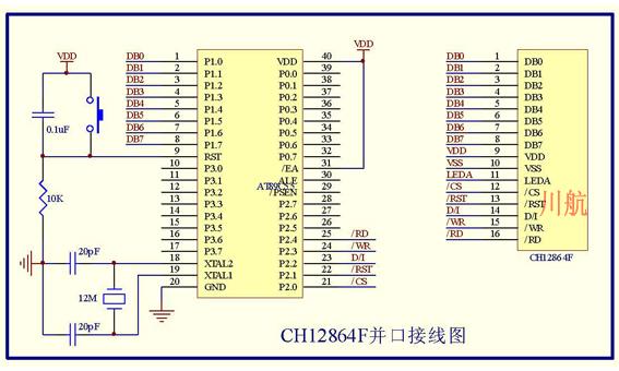 六:lcd12864cog液晶模块接线图