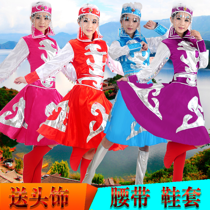 蒙古舞蹈服裝演出服少數民族鴻雁蒙古袍廣場筷子舞成人女蒙族服飾