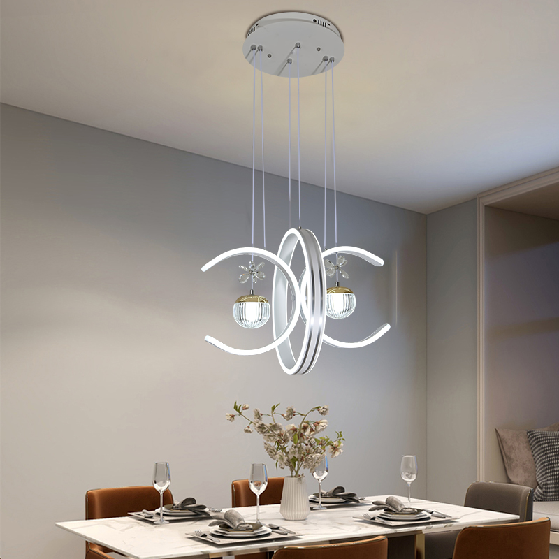 Modern Minimalist Style Dining-Room Lamp 2023 New Chandelier White Stair Lights Three Lights Bedroom Light Lamp in the Living Room Le