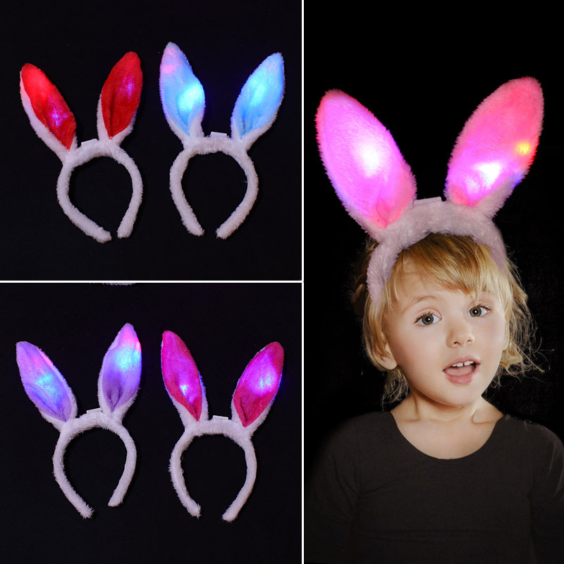 Hot Korean Plush Luminous Rabbit Ears Hair Hoop/Rabbit Ears Concert Headdress/Stall Luminous Toys