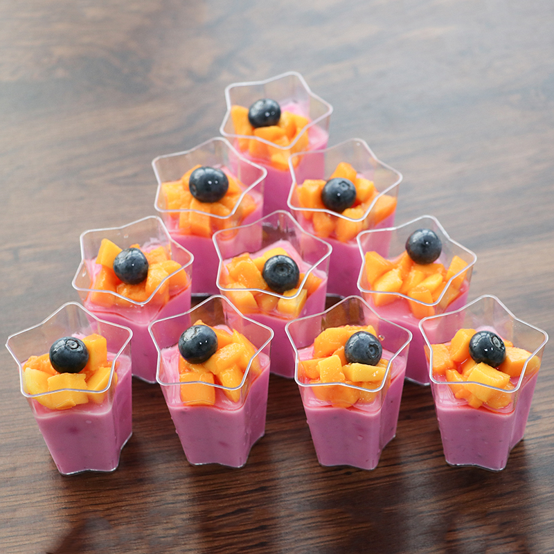 Five-Pointed Star Mousse Cup Pudding Jelly Mousse Desser Cup Creative Dessert Hard Plastic Disposable Cup with Lid Transparent
