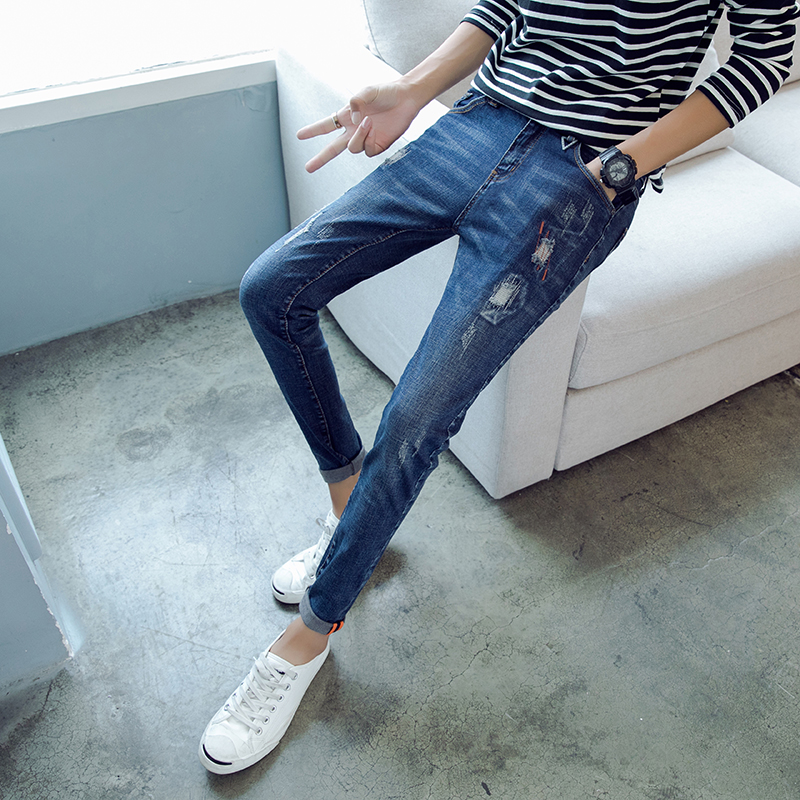 style trous chat moustache jeans hommes d'automne et d'hiver version coréenne de la tendance coupe slim fuselée pantalon port de vent joker bf pantalons longs style trous chat moustache jeans hommes d'automne et d'hiver version coréenne de la tendance coupe slim fuselée pantalon port de vent joker bf pantalons longs