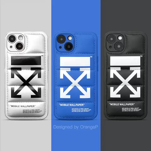 OFF WHITE Puffy Puffer Down Jacket New Phone Cases Covers Trendy Fashionable iPhone 15, iPhone 14, iPhone 13, iPhone 12