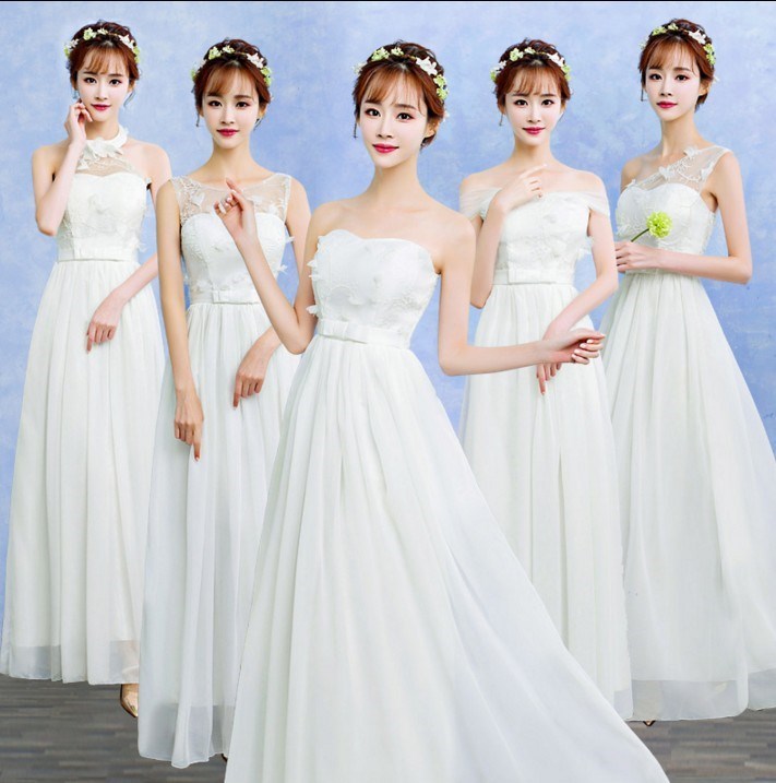 robe femmes 2018 nouvelle demoiselle d'honneur vêtements de long paragraphe performances de la cérémonie de l'assemblée annuelle des diplômés des sœurs de la jupe de mariée robe de soirée blanche robe femmes 2018 nouvelle demoiselle d'honneur vêtements de long paragraphe performances de la cérémonie de l'assemblée annuelle des diplômés des sœurs de la jupe de mariée robe de soirée blanche