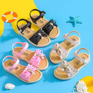 儿童女孩凉鞋夏季2-13岁新款时尚小童中女童软底防滑公主鞋沙滩鞋